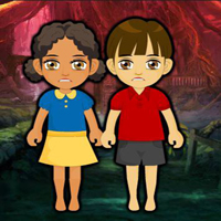 Free online html5 games - Twin Kids Danger Land Escape game 
