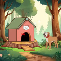 Free online html5 escape games - Cat Stuck To Dangerous Dog