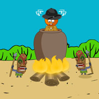 Free online html5 escape games -  Orange Color Forest Officer Rescue