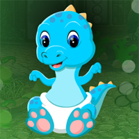 Free online html5 games - Games4king Blue Baby Dinosaur Escape game - WowEscape 